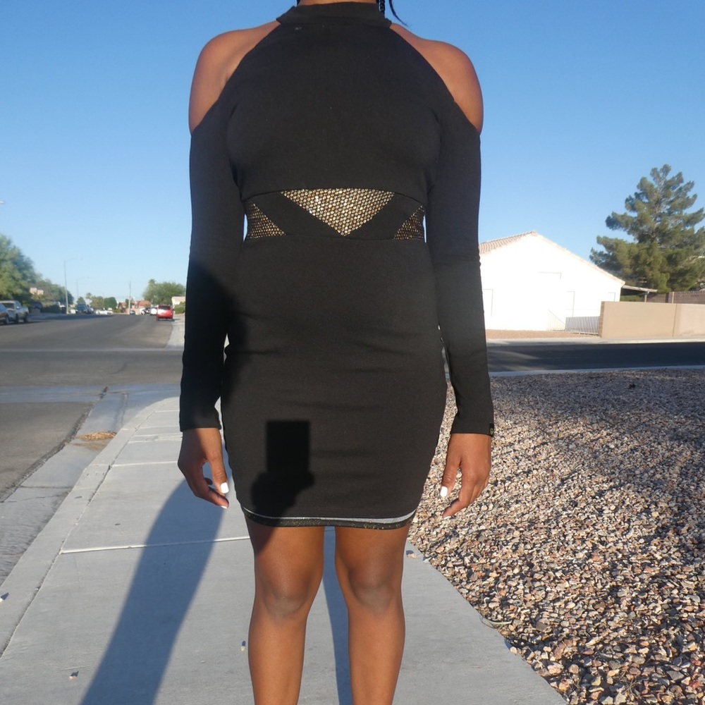 Body Con Black Dress w/ Shoulder Cut Outs
